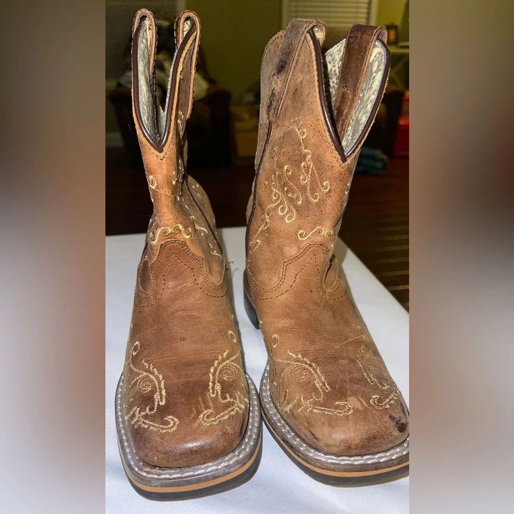 Smoky Mountain Boot Children 12 Marilyn leather square toe western brown 3845C